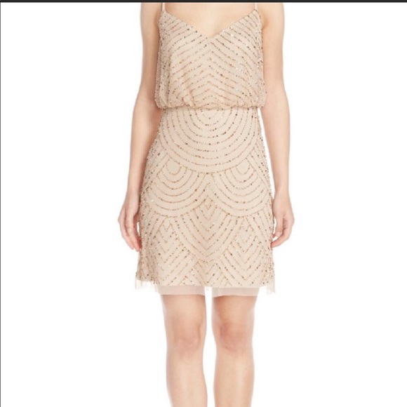 adrianna papell art deco beaded short dress Beaded Bridal Short Dress with Cap Sleeves 51195